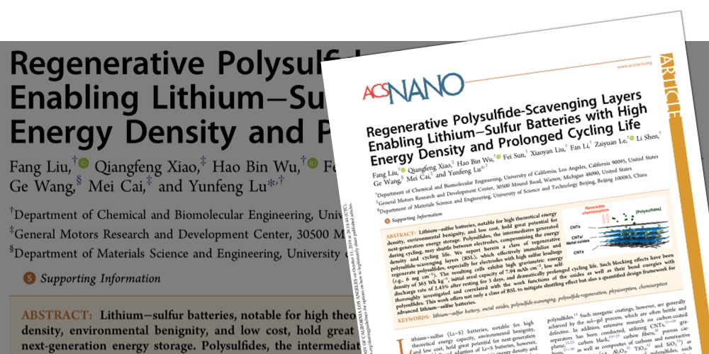 Regenerative Polysulfide-Scavenging Layers Enabling Lithium–Sulfur Batteries with High Energy Density and Prolonged Cycling Life