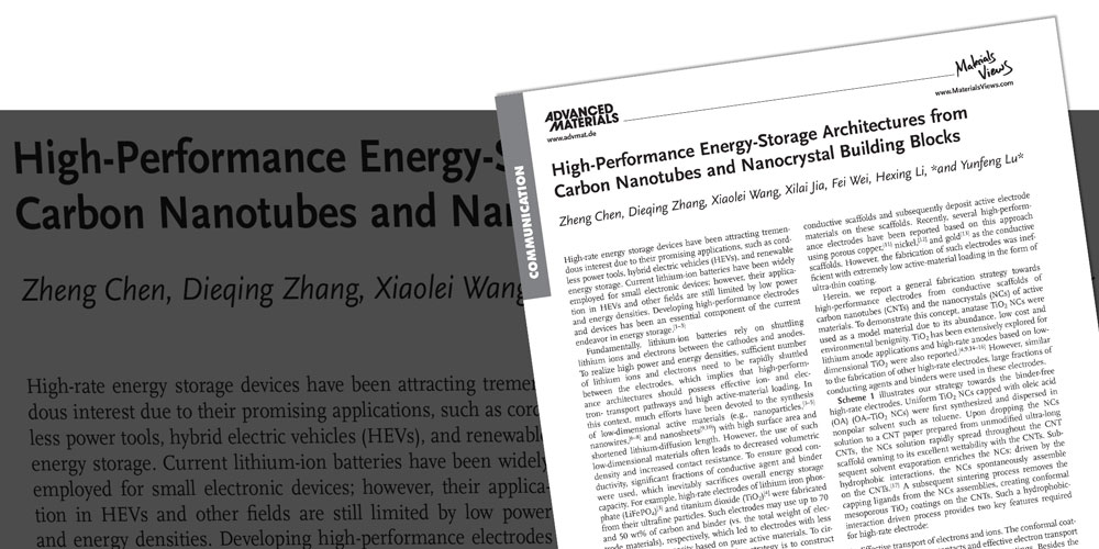 High-Performance Energy-Storage Architectures from Carbon Nanotubes and Nanocrystal Building Blocks