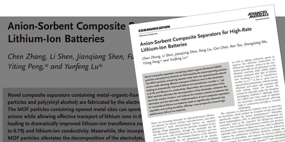 Anion‐Sorbent Composite Separators for High‐Rate Lithium‐Ion Batteries