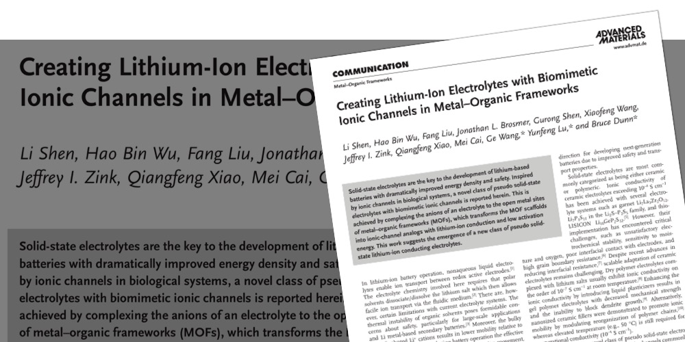 Creating Lithium‐Ion Electrolytes with Biomimetic Ionic Channels in Metal–Organic Frameworks